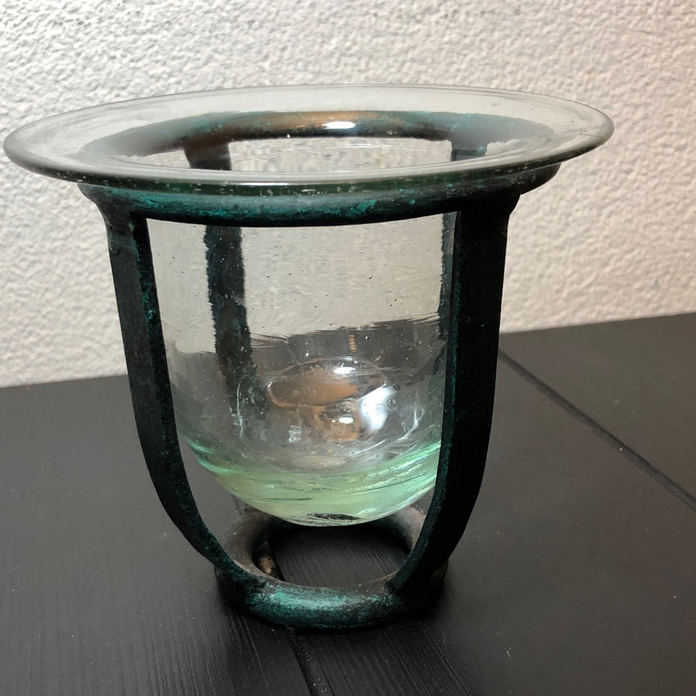 Glass and Metal Candle Holder